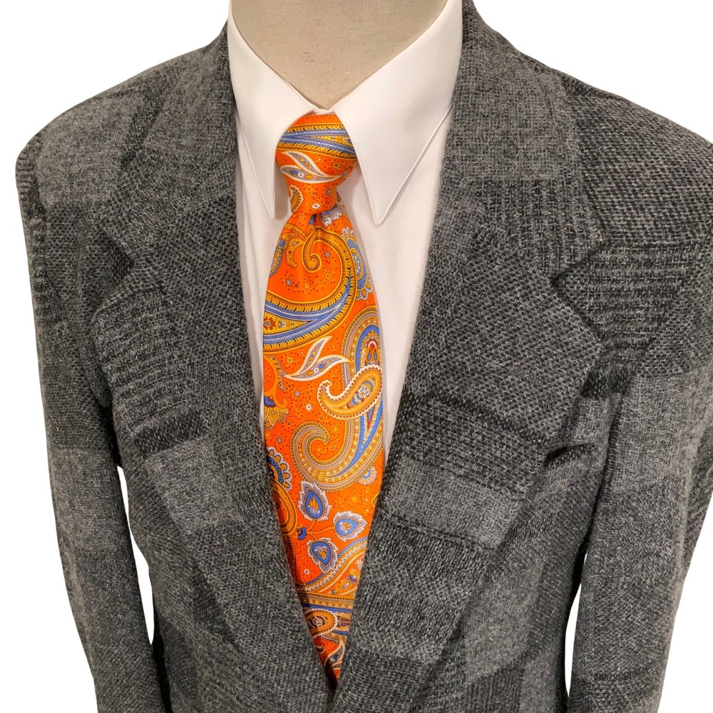 Vintage Sport Coat Men 38S Gray Patchwork Textured 2-Button Blazer